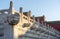 Closeup shot of the exterior fences of the Forbidden City in China on a sunny day