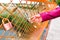 Closeup shot of a female locking a love lock on a bridge during daylight