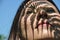 Closeup shot of fern leaf shadow on a asian girl face, Close-up of a girl real face with pores