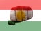 Closeup shot of a flag of Kurdistan painted on male fist