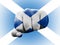 Closeup shot of a flag of Scotland painted on male fist