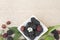 Closeup shot of fresh blackberries fruit rubus fruticosus