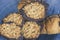 Closeup shot of freshly-baked homemade florentine cookies covered with chocolate