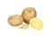 Closeup shot of freshly peeled potatoes isolated on white background