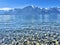 Closeup shot of the Geneva lake in Clarens, Montreux, Switzerland