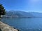 Closeup shot of the Geneva lake in Clarens, Montreux, Switzerland