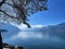 Closeup shot of the Geneva lake in Clarens, Montreux, Switzerland