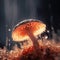 closeup shot of a glowing beautiful mushroom