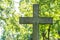 Closeup shot of grave cross at an old cemetery