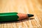 Closeup shot of green sharpened pencil