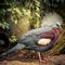 Closeup shot of a grey Crowned pigeon under the sunlight