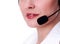 Closeup shot of happy smiling friendly support phone operator