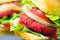 Closeup shot of a healthy delicious veggie burger made with beet