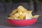 Closeup shot of a heap of crispy chips in a bowl