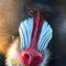 Closeup shot of a male mandrill under the sunlight