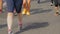 Closeup shot of marathon runners feet on street