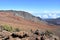 Closeup shot of the Maui Volcano shield with the panoramic rocky volcanic landscape