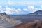 Closeup shot of the Maui Volcano shield with the panoramic rocky volcanic landscape