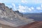 Closeup shot of the Maui Volcano shield with the panoramic rocky volcanic landscape