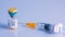 Closeup shot of a medicine vial for injection with syringes - Covid-19 concept