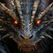 Closeup shot of a menacing dragon, AI-generated.