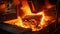 Closeup shot of molten steel being poured into a