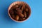 Closeup shot of Moroccan dates on a blue background