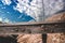 Closeup shot of the old wooden railing of Ojuela Bridge in Mexico