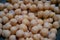 Closeup shot of a pile of chickpeas on a stainless strainer