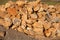 Closeup shot of a pile of rocks during a sunny day