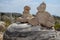 Closeup shot of piles of rocks at Ayia Napa International Sculpture Park in Cyprus