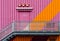 Closeup shot of pink-orange external fire escape