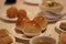 Closeup shot of a plate of plain cupcakes