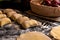 Closeup shot of the process of baking mushroom pastries in a kitchen