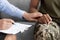 Closeup Shot Of Psychotherapist Supporting African American Soldier Woman During Therapy Session