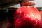 Closeup shot of a red currant compote in a big glass jar