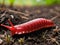 a closeup shot of a red snail on the ground