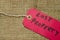 Closeup shot of a red tag with a lost property text