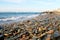 A closeup shot of the Rhode Island's rocky seashore