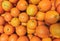 Closeup shot of scattered fresh oranges