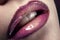 Closeup shot of sexylips with glitter