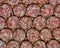 Closeup shot of slices of sausage arranged next to each other