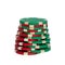 Closeup shot of a stack of poker chips isolated on white background