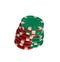 Closeup shot of a stack of poker chips isolated on white background