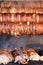 Closeup shot of tasty looking meat on skewers and its\' slices