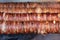 Closeup shot of tasty looking meat on skewers and its\' slices