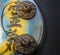 Closeup shot of a Tibetan bell and Reiki symbol