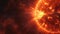 A closeup shot of a vibrant red solar flare dwarfing nearby flares with its size and intensity