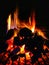 Closeup shot of a warm inviting open wood fire