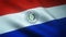 Closeup shot of the waving flag of Paraguay with interesting textures